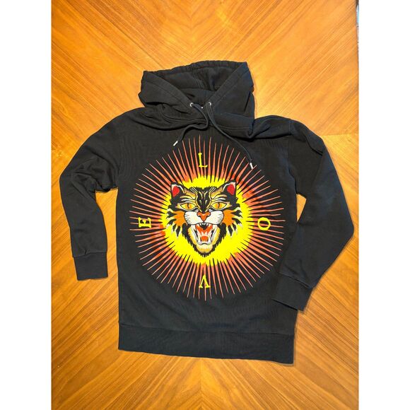 Gucci Angry Cat Compass Hoodie Embroidered Black Cotton Size Medium M - Picture 2 of 13
